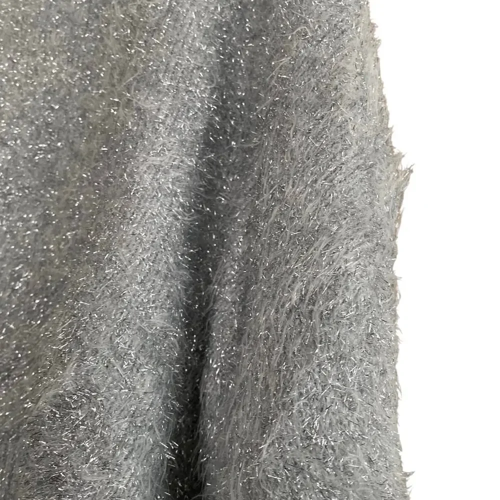 Urban Outfitters Elisabeth Silver Sparkle Crop Sweater Size Large